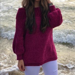Large Chenille Off Shoulder Sweater
